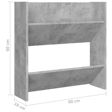 vidaXL Παπουτσοθήκες Τοίχου 2 τεμ. Γκρι Σκυρ. 60x18x60cm Μοριοσανίδα