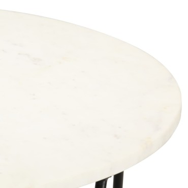 vidaXL Τραπεζάκι Σαλονιού Λευκό 65x65x42cm Πέτρα με Μαρμάρινη Υφή 1 τεμ.