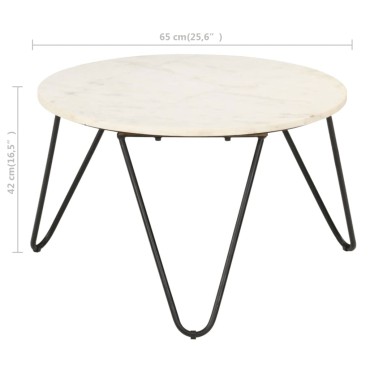 vidaXL Τραπεζάκι Σαλονιού Λευκό 65x65x42cm Πέτρα με Μαρμάρινη Υφή 1 τεμ.
