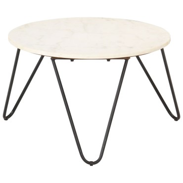 vidaXL Τραπεζάκι Σαλονιού Λευκό 65x65x42cm Πέτρα με Μαρμάρινη Υφή 1 τεμ.