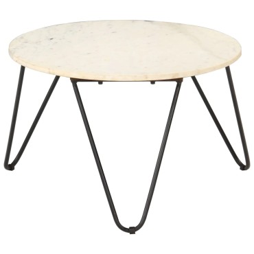 vidaXL Τραπεζάκι Σαλονιού Λευκό 65x65x42cm Πέτρα με Μαρμάρινη Υφή 1 τεμ.