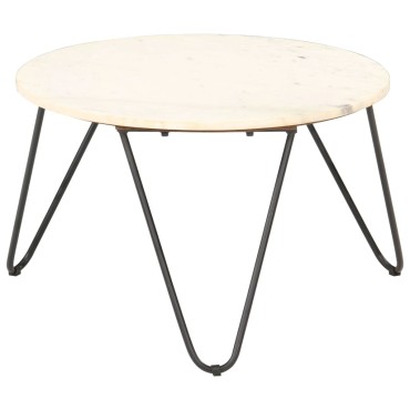 vidaXL Τραπεζάκι Σαλονιού Λευκό 65x65x42cm Πέτρα με Μαρμάρινη Υφή 1 τεμ.