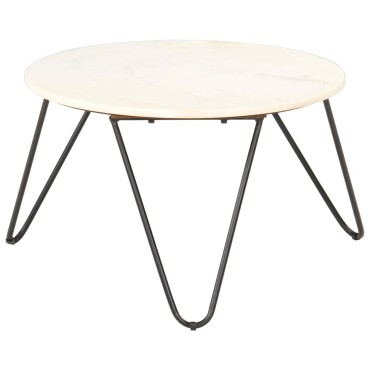 vidaXL Τραπεζάκι Σαλονιού Λευκό 65x65x42cm Πέτρα με Μαρμάρινη Υφή 1 τεμ.