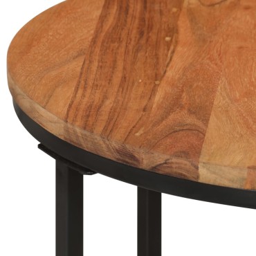 vidaXL Τραπεζάκι Σαλονιού 45x45x35cm από Μασίφ Ξύλο Ακακίας & Σίδηρο 1 τεμ.