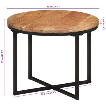 vidaXL Τραπεζάκι Σαλονιού 45x45x35cm από Μασίφ Ξύλο Ακακίας & Σίδηρο 1 τεμ.
