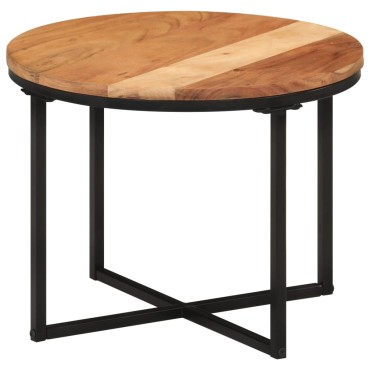 vidaXL Τραπεζάκι Σαλονιού 45x45x35cm από Μασίφ Ξύλο Ακακίας & Σίδηρο 1 τεμ.