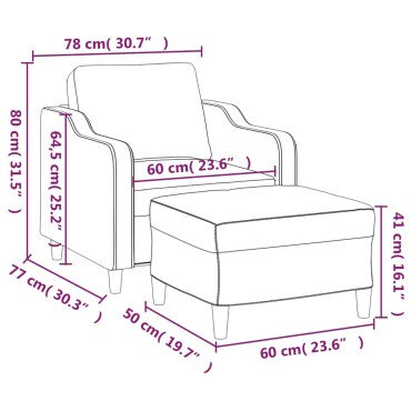 vidaXL Πολυθρόνα Taupe από Υφασμάτινη με Υποπόδιο 78x77x80cm 1 τεμ. Γωνιακός