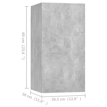 vidaXL Έπιπλα Τηλεόρασης 4 τεμ. Γκρι Σκυρ. 30,5x30x60cm Μοριοσανίδα