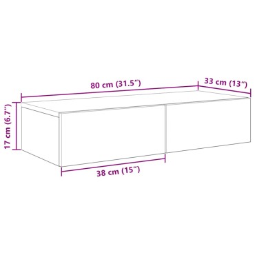 vidaXL Ράφι τοίχου με συρτάρια Μαύρο 80x33x17cm Κατασκευασμένο ξύλο 1 τεμ.