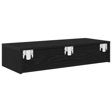 vidaXL Ράφι τοίχου με συρτάρια Μαύρο 80x33x17cm Κατασκευασμένο ξύλο 1 τεμ.