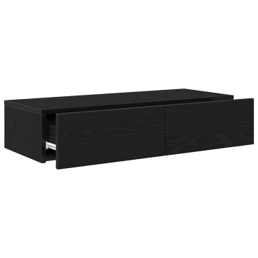 vidaXL Ράφι τοίχου με συρτάρια Μαύρο 80x33x17cm Κατασκευασμένο ξύλο 1 τεμ.