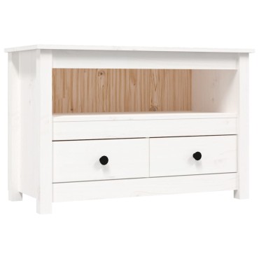 vidaXL Έπιπλο Τηλεόρασης Λευκό 79x35x52cm από Μασίφ Ξύλο Πεύκου