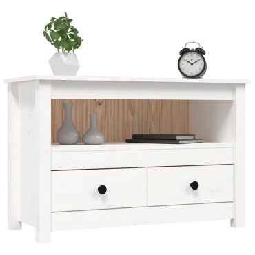 vidaXL Έπιπλο Τηλεόρασης Λευκό 79x35x52cm από Μασίφ Ξύλο Πεύκου