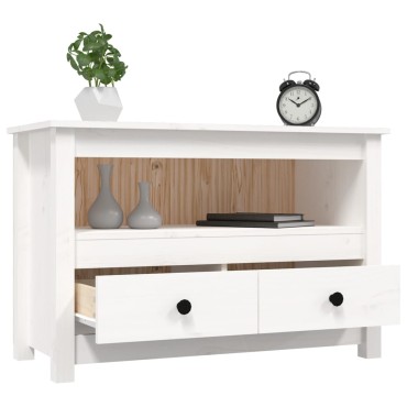 vidaXL Έπιπλο Τηλεόρασης Λευκό 79x35x52cm από Μασίφ Ξύλο Πεύκου