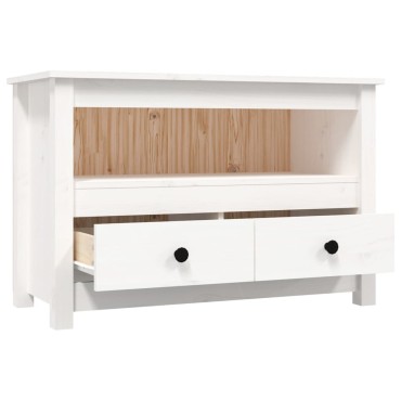 vidaXL Έπιπλο Τηλεόρασης Λευκό 79x35x52cm από Μασίφ Ξύλο Πεύκου