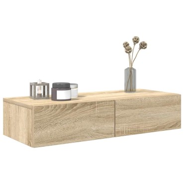 vidaXL Ράφι τοίχου με συρτάρια Sonoma Oak Κατασκευασμένο ξύλο 80x33x17 cm 1 τεμ.
