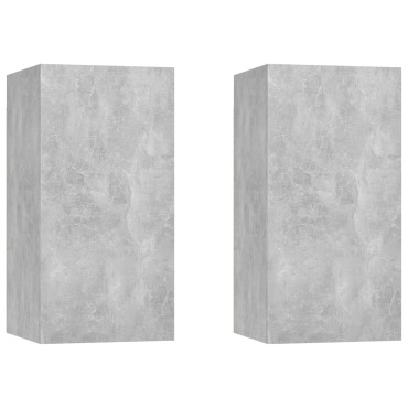 vidaXL Έπιπλα Τηλεόρασης 2 τεμ. Γκρι Σκυρ. 30,5x30x60cm Επεξ. Ξύλο
