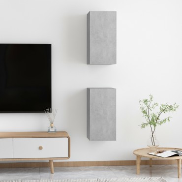 vidaXL Έπιπλα Τηλεόρασης 2 τεμ. Γκρι Σκυρ. 30,5x30x60cm Επεξ. Ξύλο