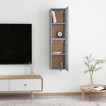 vidaXL Έπιπλα Τηλεόρασης 2 τεμ. Γκρι Σκυρ. 30,5x30x60cm Επεξ. Ξύλο