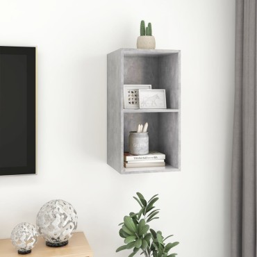 vidaXL Έπιπλο Τηλεόρασης Κρεμαστό Γκρι Σκυροδ. 37x37x72cm Επεξ. Ξύλο