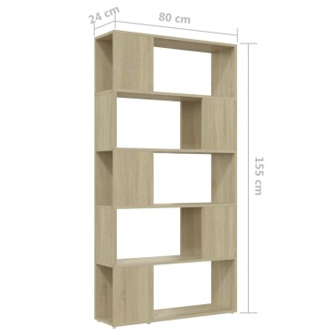vidaXL Βιβλιοθήκη/Διαχωριστικό Χώρου Sonoma Δρυς 80x24x155cm Μοριοσ.