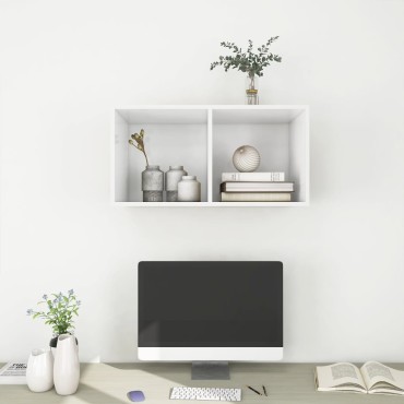 vidaXL Έπιπλο Τηλεόρασης Κρεμαστό Λευκό 37x37x72cm από Επεξ. Ξύλο