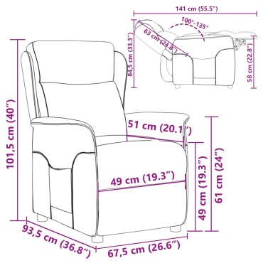 vidaXL Πολυθρόνα Ανακλινόμενη Σκούρο Καφέ 67,5x93,5x101,5cm Ύφασμα