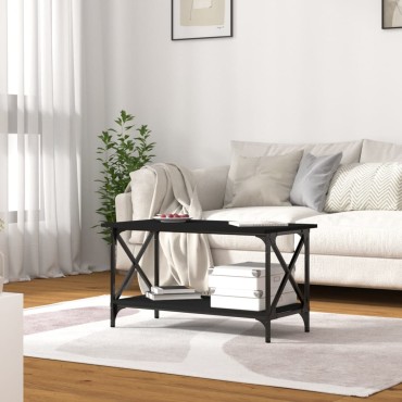 vidaXL Τραπεζάκι Σαλονιού Μαύρο 80x45x45cm Επεξεργασμένο Ξύλο+Σίδηρος 1 τεμ.