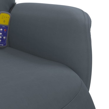 vidaXL Πολυθρόνα Μασάζ Ανακλινόμενη με Υποπόδιο Σκούρο Γκρι Βελούδινη 71x91x105,5cm 1 τεμ.