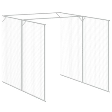 vidaXL Σπιτάκι Σκύλου με Αυλή Αν. Γκρι 165x863x181 εκ. Γαλβαν. Χάλυβας