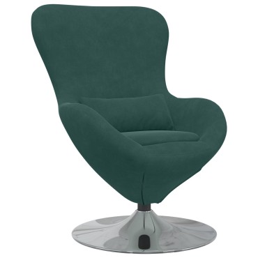 vidaXL Πολυθρόνα Αυγού Dark Green Βελούδο