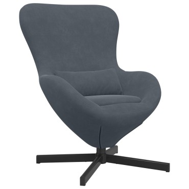 vidaXL Πολυθρόνα Αυγού Dark Grey Βελούδο