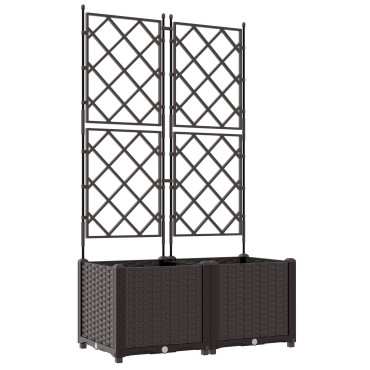 vidaXL Γλάστρα Κήπου με Πλέγμα 2 τεμ Καφέ 80x40x143 εκ