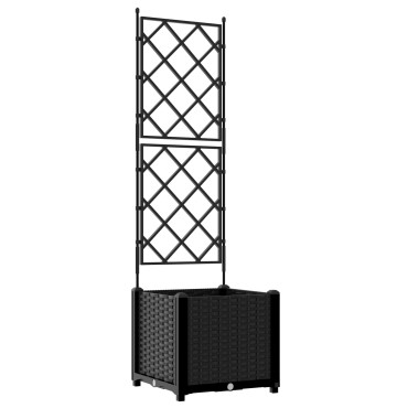 vidaXL Γλάστρα Κήπου με Πλέγμα Μαύρη 40x40x143 εκ