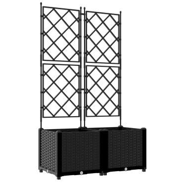 vidaXL Γλάστρα Κήπου με Πλέγμα 2 τεμ Μαύρη 80x40x143 εκ.