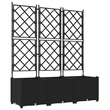 vidaXL Γλάστρα Κήπου με Τρέλλις 3 τμχ Μαύρη 120x40x143 εκ.