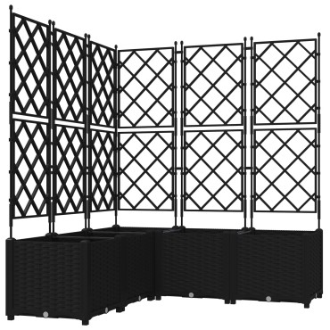 vidaXL Γλάστρα Κήπου με Τρέλλις 5 τεμ Μαύρη 120x120x143 εκ