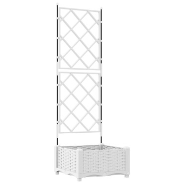 vidaXL Γλάστρα Κήπου με Πλέγμα Λευκή 40x40x125.5 εκ
