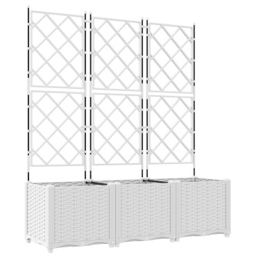 vidaXL Γλάστρα με πλέγμα 3 τμχ Λευκή 120x40x143 εκ