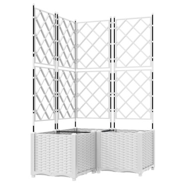 vidaXL Γλάστρα Κήπου με Πλέγμα 3 τεμ Λευκή 80x80x143 εκ