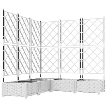 vidaXL Γλάστρα Κήπου με Πύργο 5 τεμ Λευκή 120x120x125.5 εκ