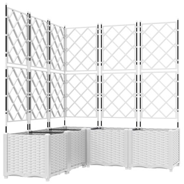 vidaXL Γλάστρα Κήπου με Πλέγμα 5 τμχ Λευκή 120x120x143 εκ