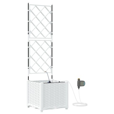 vidaXL Γλάστρα Κήπου Λευκό 40 x 40 x 142 cm PP