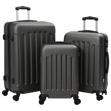 vidaXL Σετ βαλιτσών 3 τεμ Σκληρού ΚαShell Σκούρο Γκρι 20'' 24'' 28'' ABS