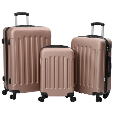 vidaXL Σετ Βαλίτσας 3 τμχ Σκληρή Ροζ Χρυσό 20” 24” 28” ABS
