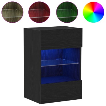 vidaXL LED Κατασκευή τηλεόρασης 2 τεμ. Μαύρη Δρυς 40x30x60,5cm Επεξεργασμένο ξύλο