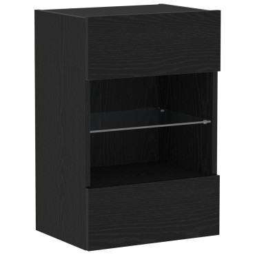 vidaXL LED Κατασκευή τηλεόρασης 2 τεμ. Μαύρη Δρυς 40x30x60,5cm Επεξεργασμένο ξύλο