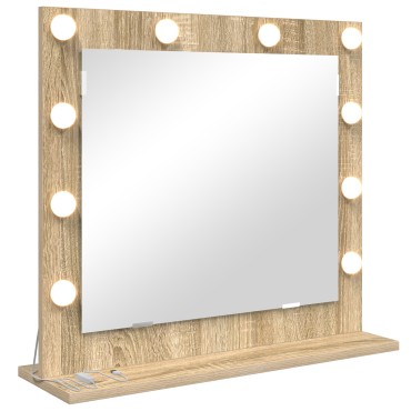 vidaXL Καθρέφτης Vanity με Φώτα LED Sonoma Oak 60x55x18 εκ.