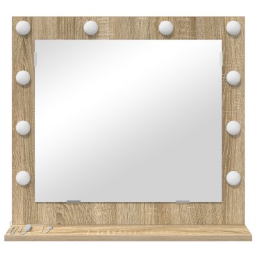 vidaXL Καθρέφτης Vanity με Φώτα LED Sonoma Oak 60x55x18 εκ.