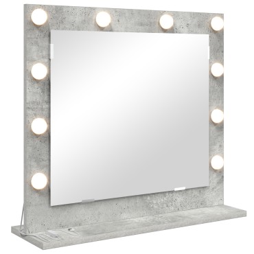 vidaXL Καθρέφτης Vanity με LED Φώτα Γκρι Σκυρόδεμα 60x55x18 εκ.